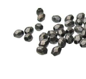 black faceted round spacer metal beads