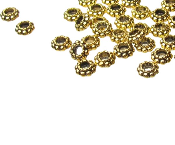 gold large hole daisy spacer beads