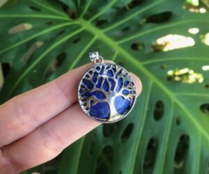 lapis lazuli tree of life gemstone pendant