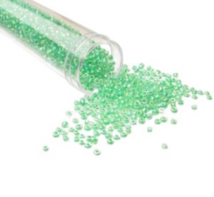 light green seed beads glass 11/0
