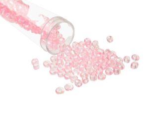 pink seed beads glass 6/0