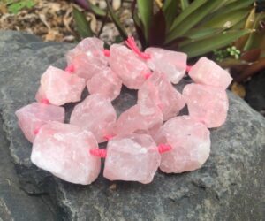 rose quartz rough nugget gemstone beads