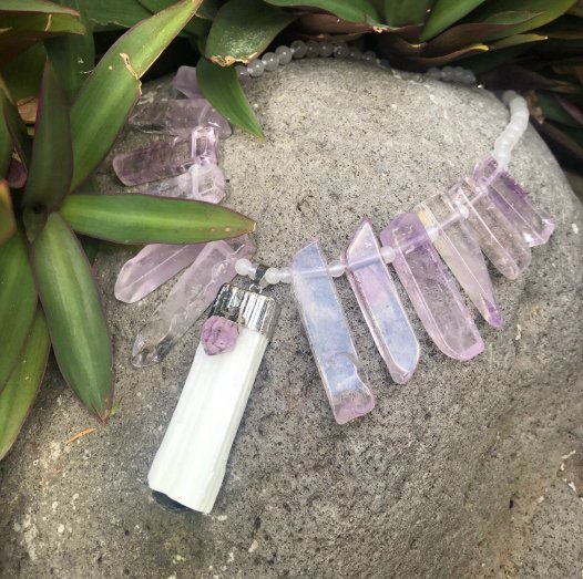 amethyst and selenite necklace