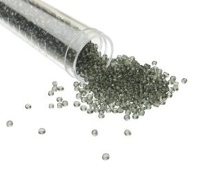 transparent grey seed beads