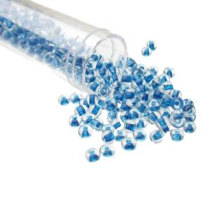 blue seed beads glass size 6/0
