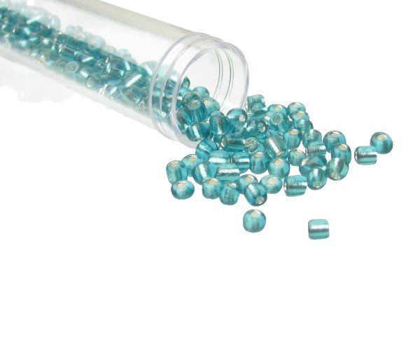 aqua blue glass seed beads 6/0