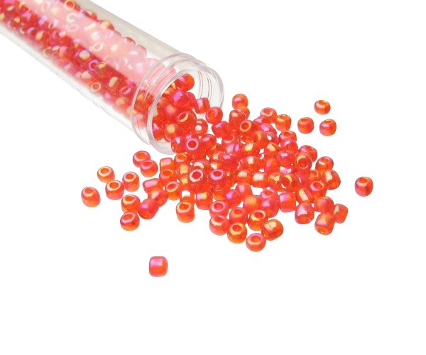 red ab glass seed beads size 6/0