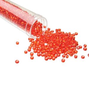 silver lined red seed beads size 8/0