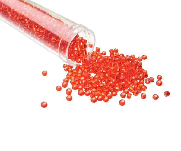 silver lined red seed beads size 8/0