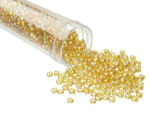 yellow ab glass seed beads size 8/0