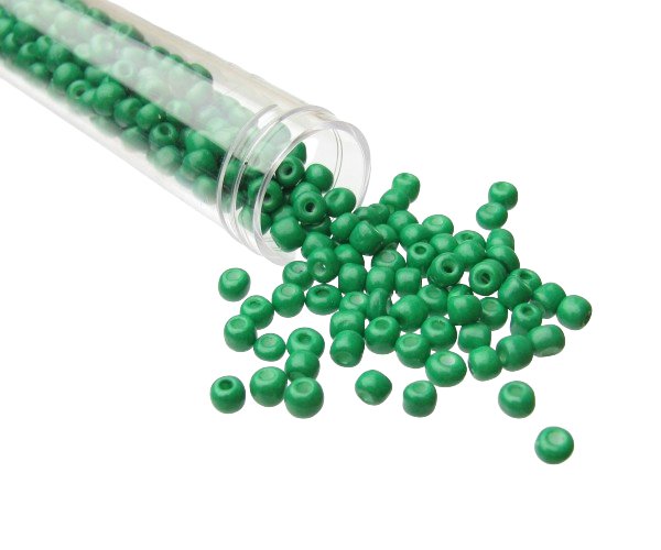 solid green glass seed beads 6/0