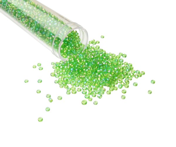 green ab glass seed beads size 11/0