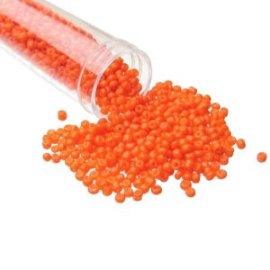 solid orange glass seed beads 11/0