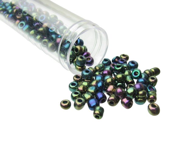 peacock glass seed beads size 6/0