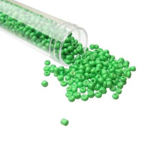 solid green seed beads 8/0