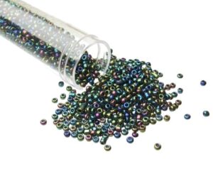 peacock glass seed beads