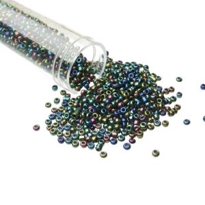peacock glass seed beads