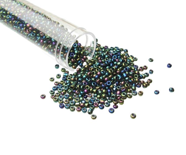peacock glass seed beads