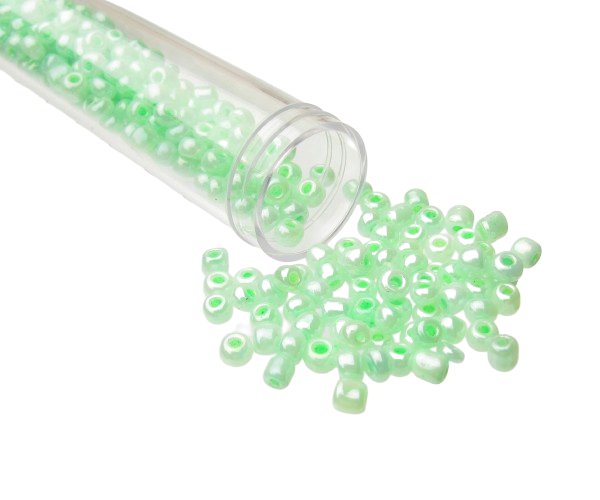 light green seed beads size 6/0