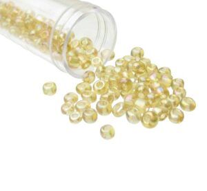 yellow an glass seed beads size 6/0