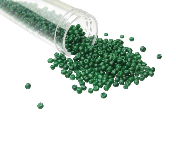 solid green glass seed beads 11/0