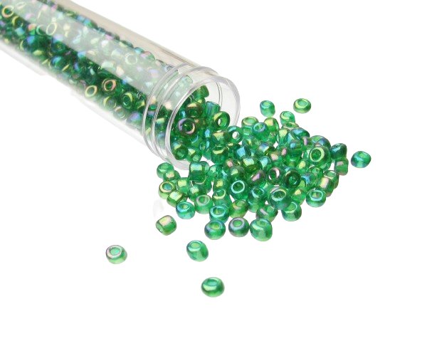 green seed beads 6/0