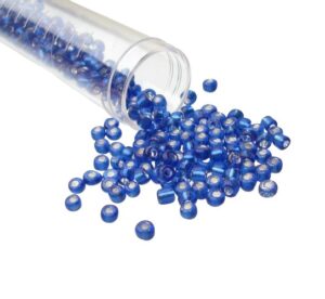 silver lined blue glass seed beads 6/0
