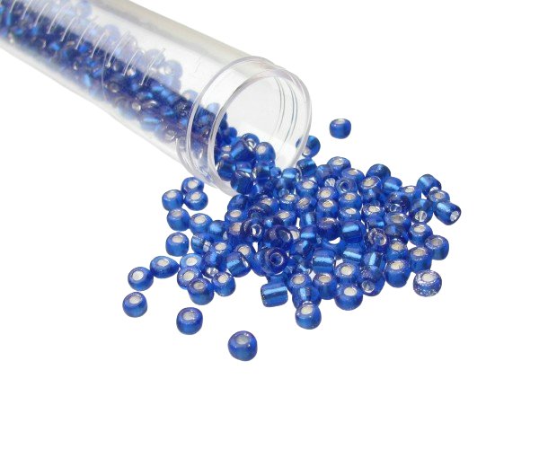 silver lined blue glass seed beads 6/0