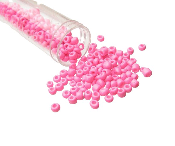 solid pink glass seed beads size 6/0