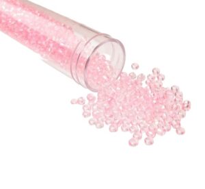 pink seed beads glass 8/0