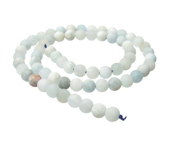 matte aquamarine gemstone round beads 6mm