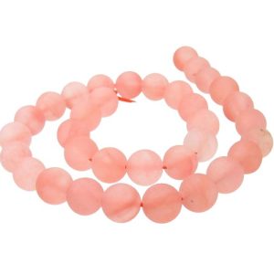 matte cherry quartz 12mm round gemstone beads