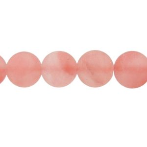 matte cherry quartz 12mm round gemstone beads