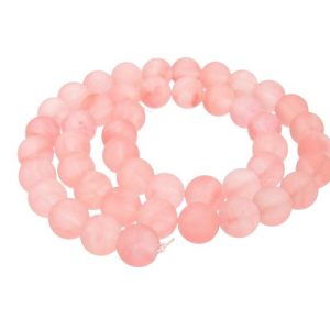 cherry quartz 8mm round matte gemstone beads