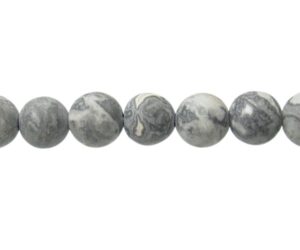 matte scenery jasper 8mm round gemstone beads