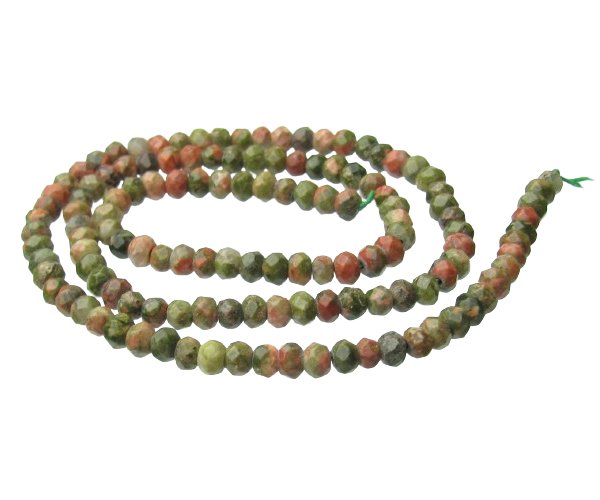 unakite faceted small gemstone rondelle beads natural