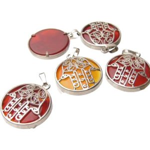 carnelian hamsa pendant