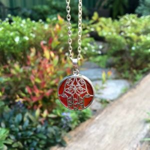 carnelian hamsa pendant