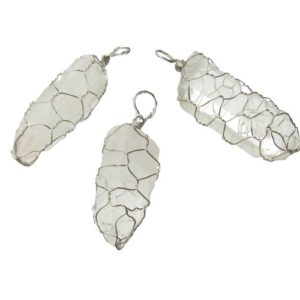 clear quartz wire point crystal pendant natural