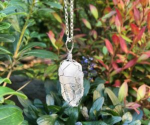 clear quartz wire point crystal pendant natural