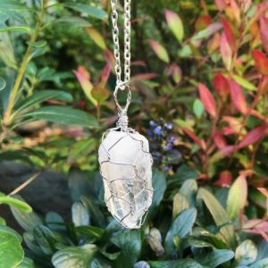 clear quartz wire point crystal pendant natural
