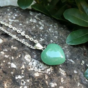 green aventurine small heart gemstone pendant