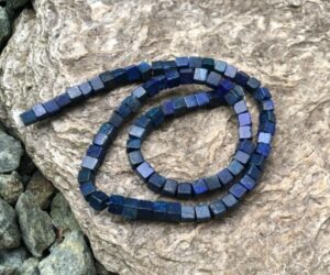 lapis lazuli cube gemstone beads