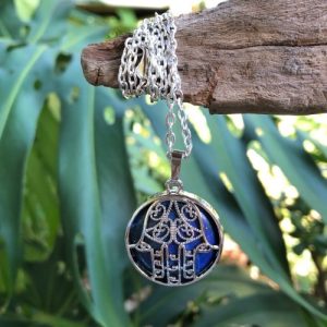 lapis lazuli hamsa gemstone pendant