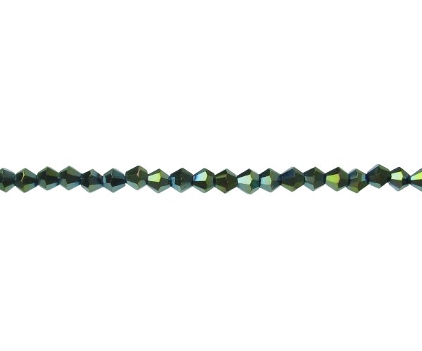 metallic green crystal bicone beads 4mm