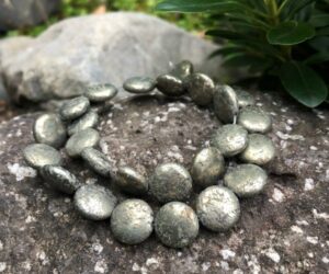 natural pyrite disc gemstone beads 14mm