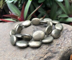 pyrite oval gemstone beads natural