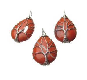 red jasper tree of life gemstone pendant