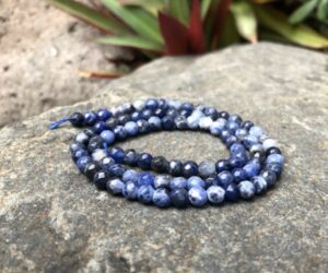 sodalite faceted 4mm round crystal gemstone beads