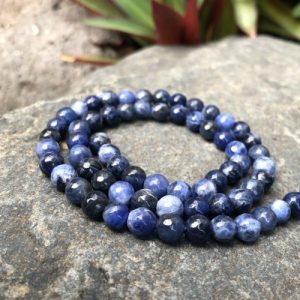 sodalite faceted gemstone round beads 6mm